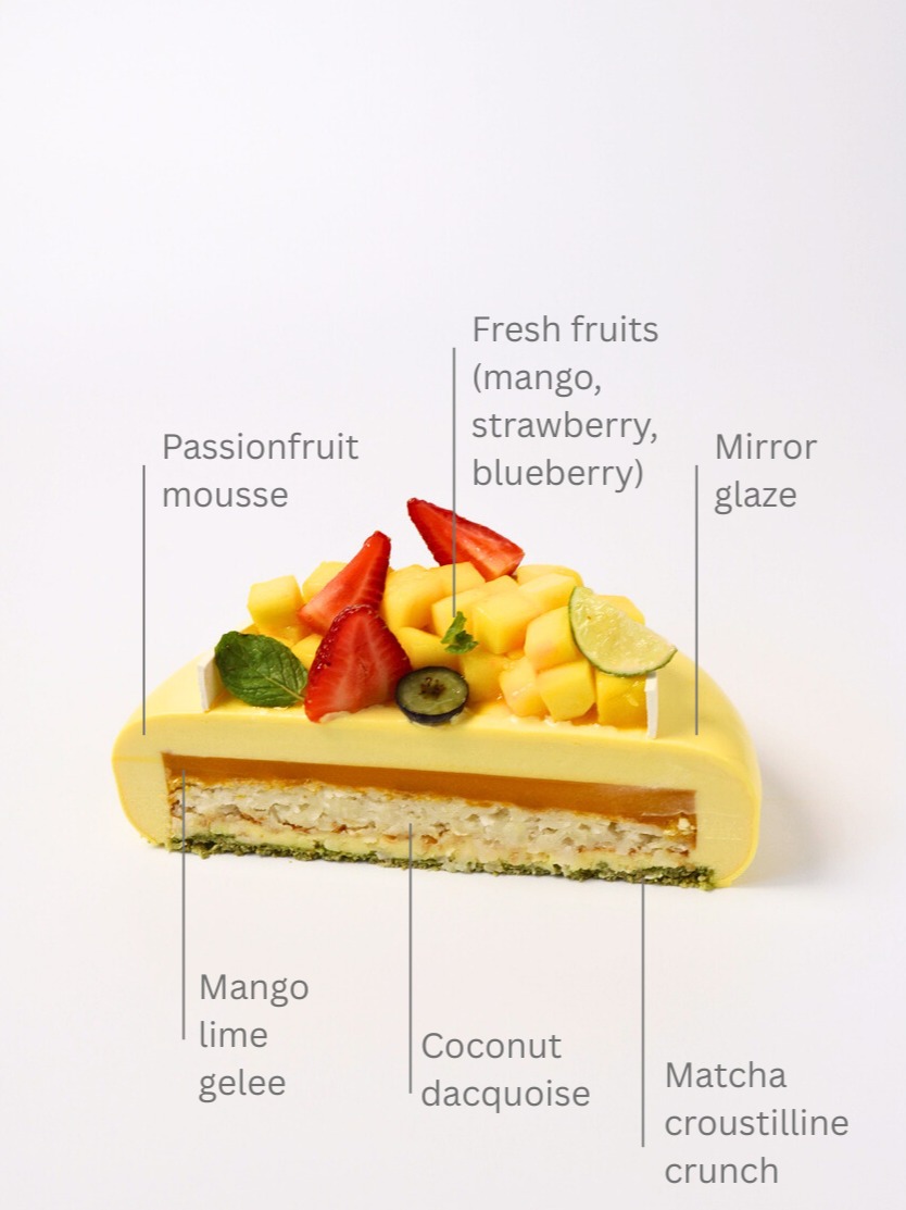 Coco -Mango Passionfruit Coconut Entremet Cake
