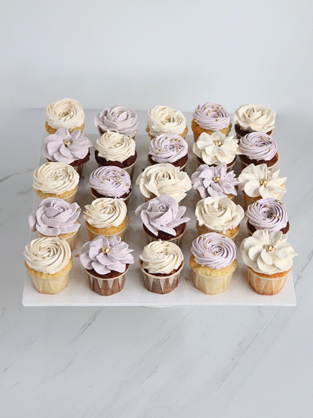 Purple White Flower Buttercream Cupcake