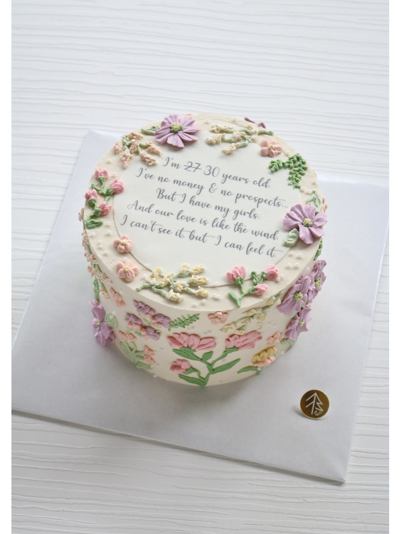 Flower Piping Buttercream Cake With Message