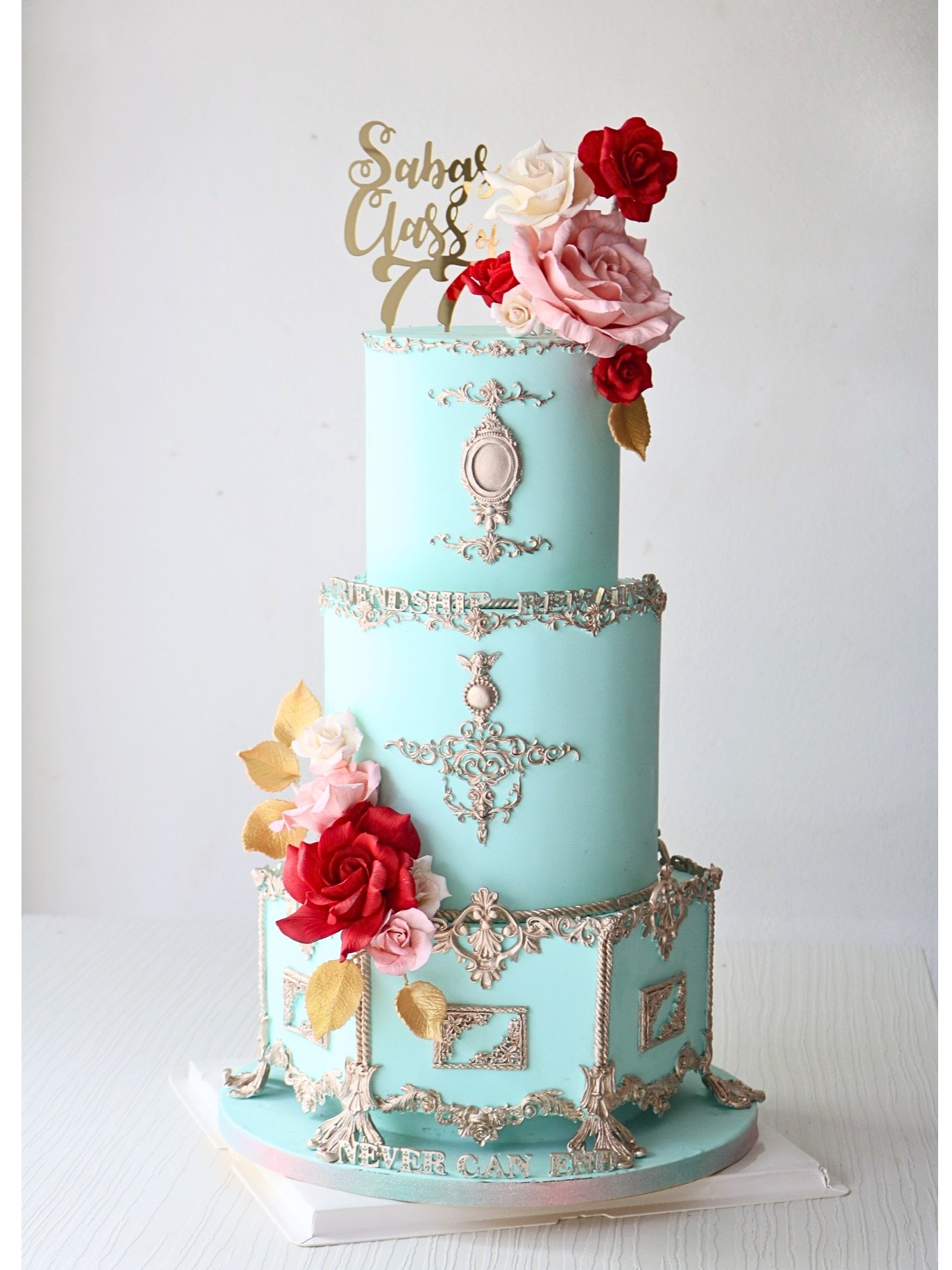 Flower Anniversary Hexagon Cake