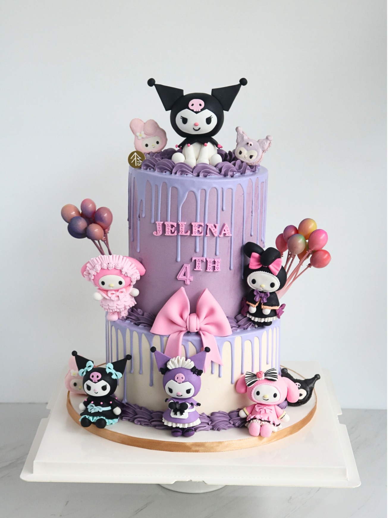 Kuromi Cake 2 Tier With Fondant Figurine