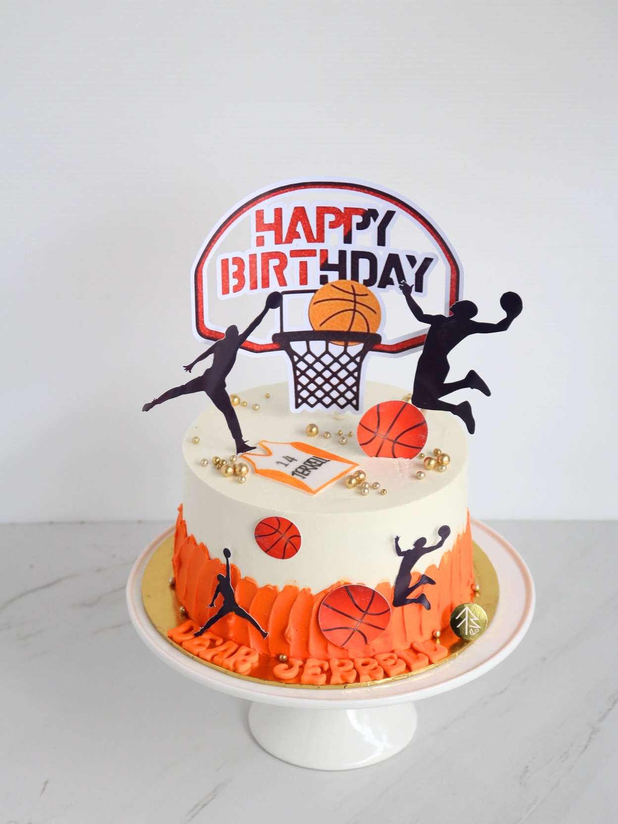 Basket Ball Cake With Card Topper