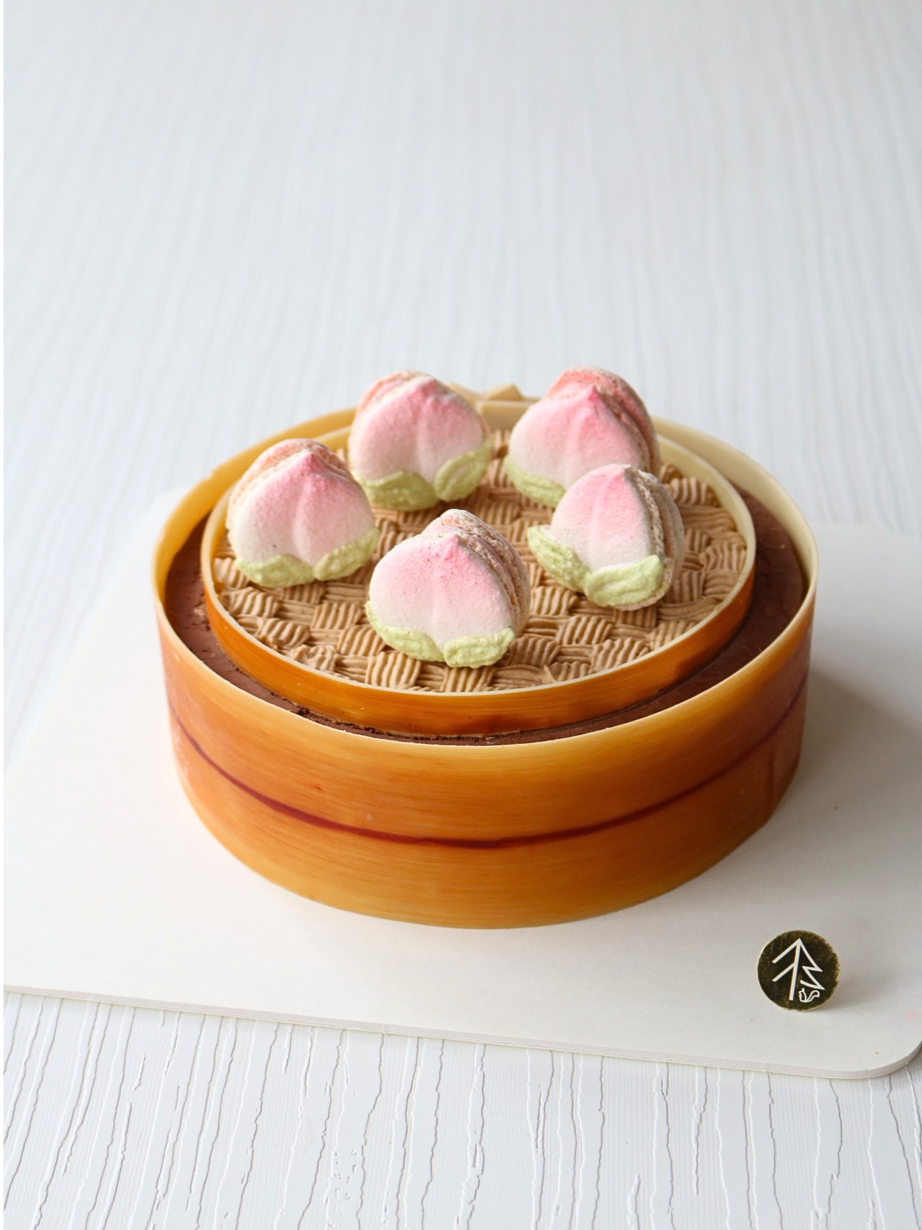 Longevity Peach Dim Sum Basket Mousse Cake