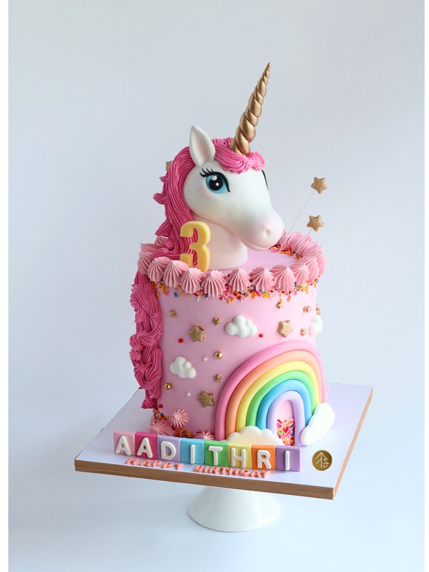 Unicorn Rainbow Cake WIth Fondant Figurine
