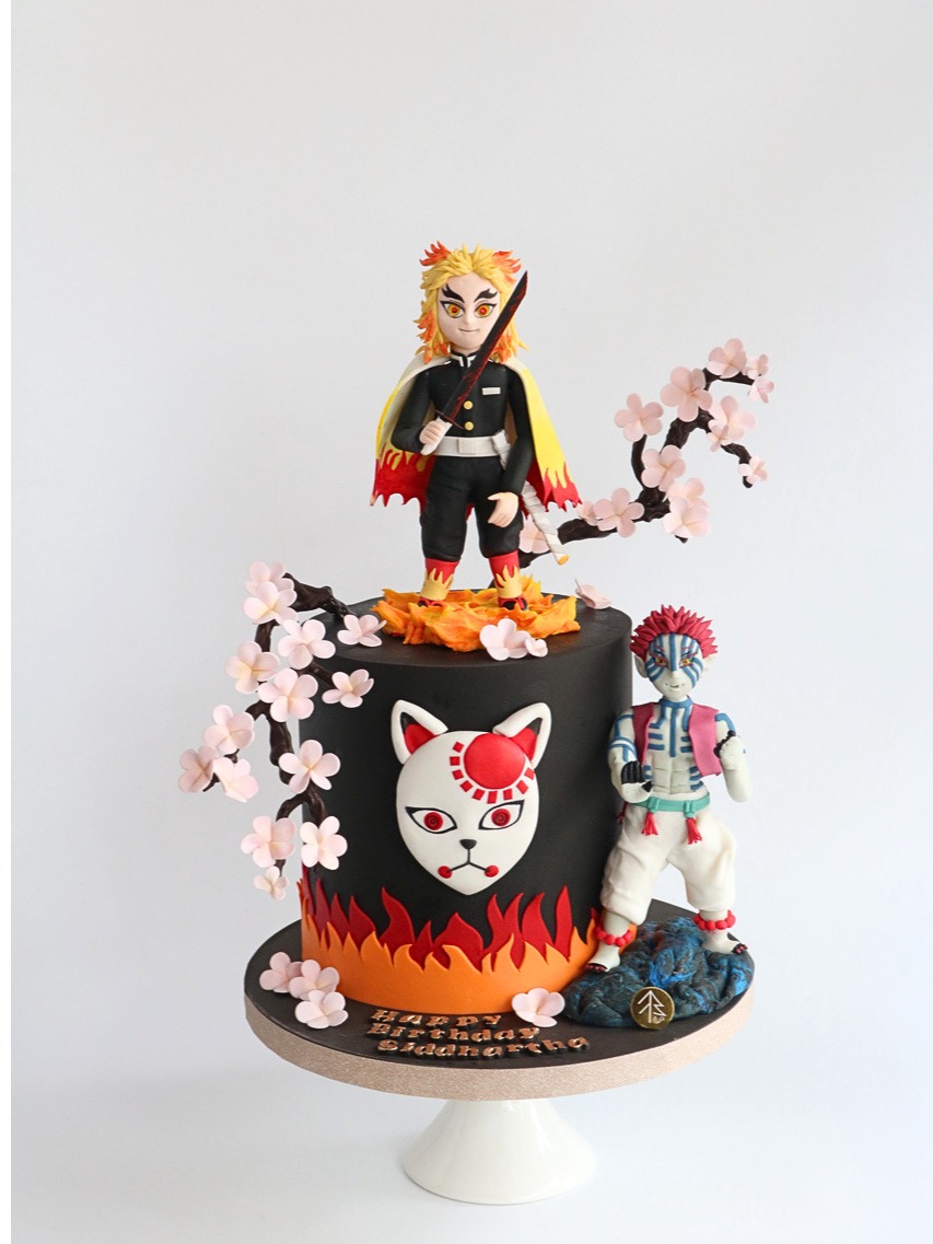 Demon Slayer Cake With Fondant Figurine