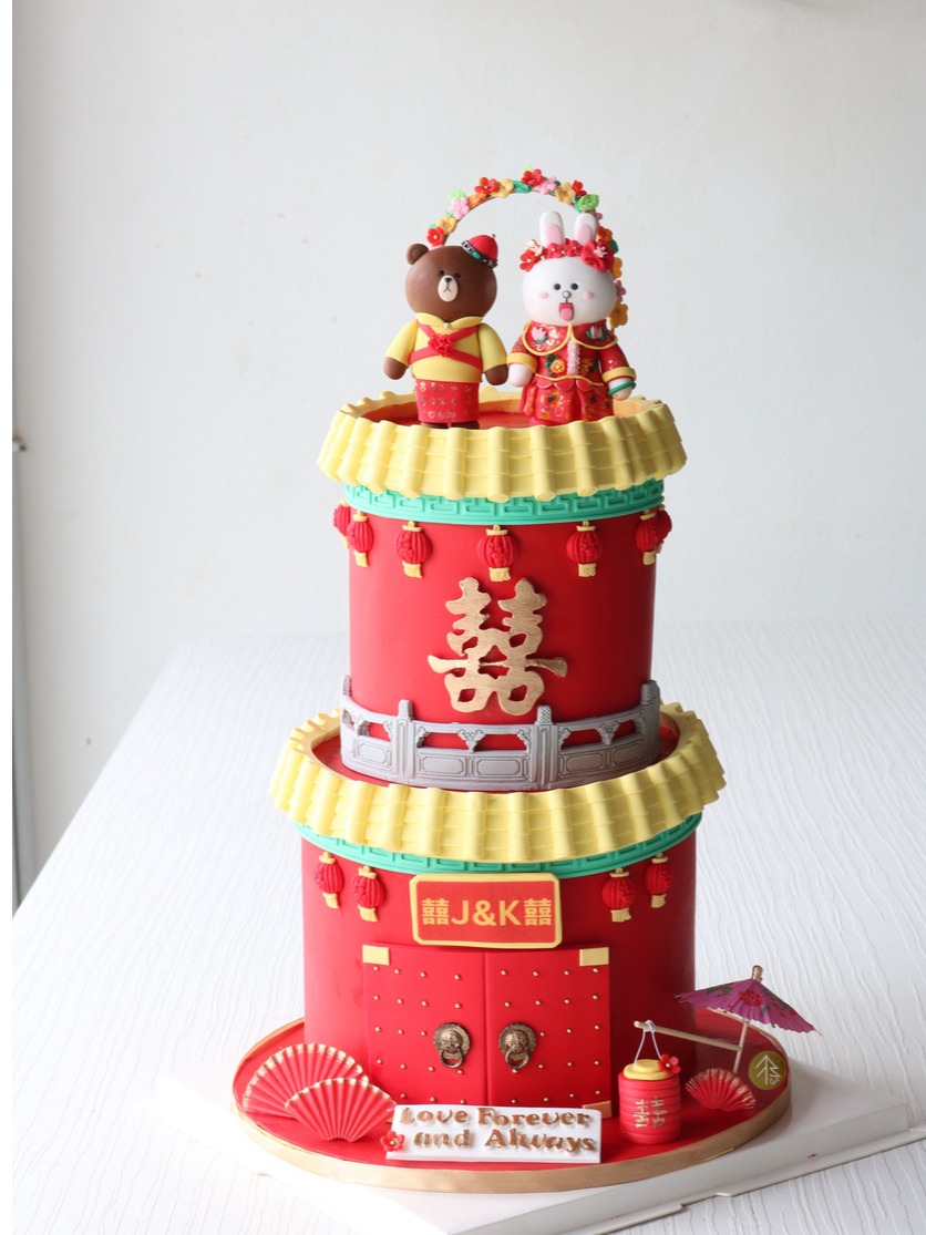 Chinese Wedding Couple Cake