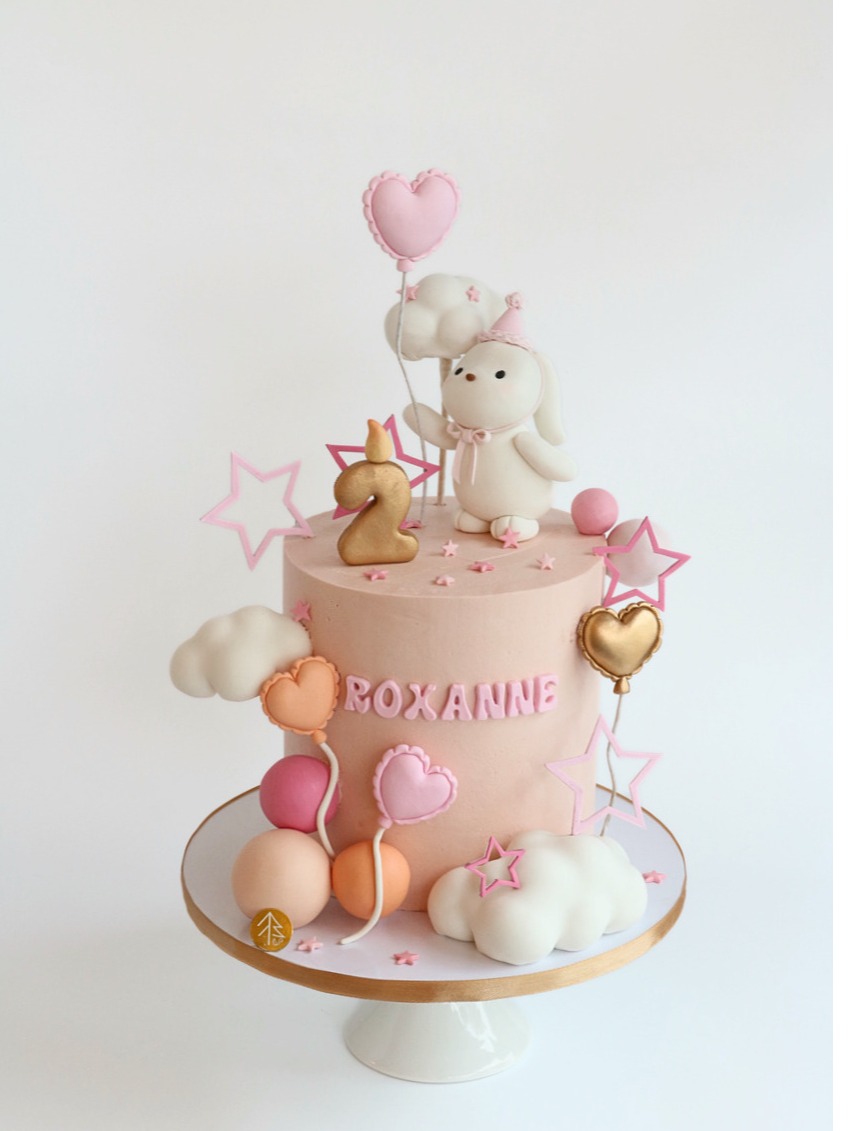 Bunny Balloon Cake With Fondant Figurine