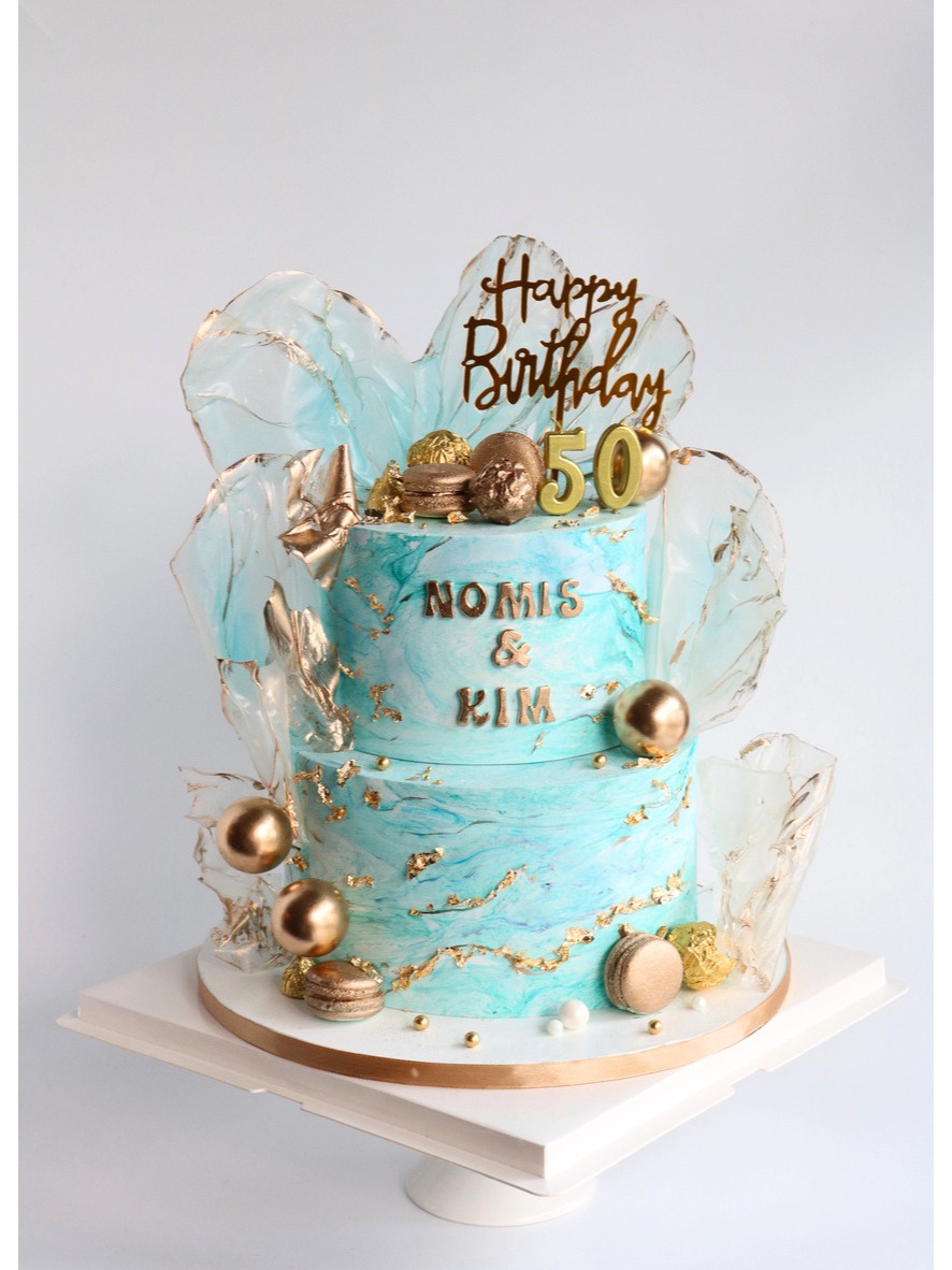Blue Marble Cake 2 Tier