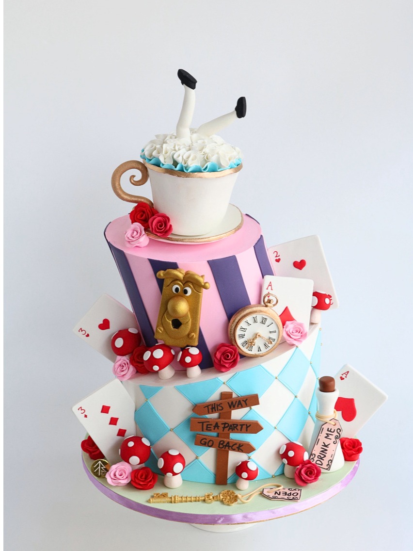 Alice Wonderland Cake With Fondant Figurine