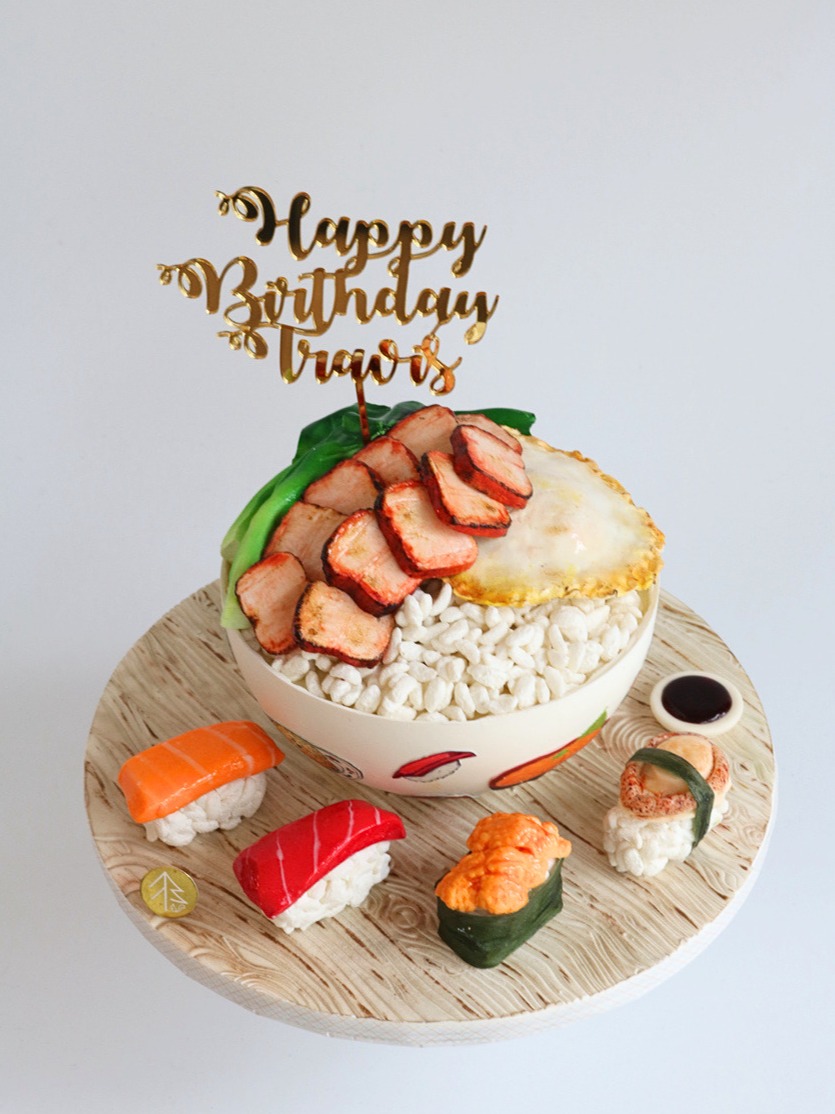 Rice Bowl Cake With Sushi Fondant
