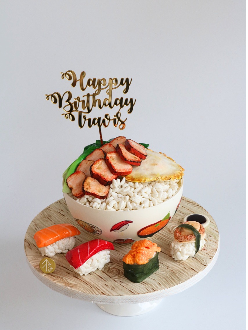 Rice Bowl Cake With Sushi Fondant