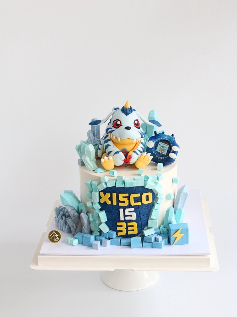 Gabumon Digimon Cake With Fondant Figurine