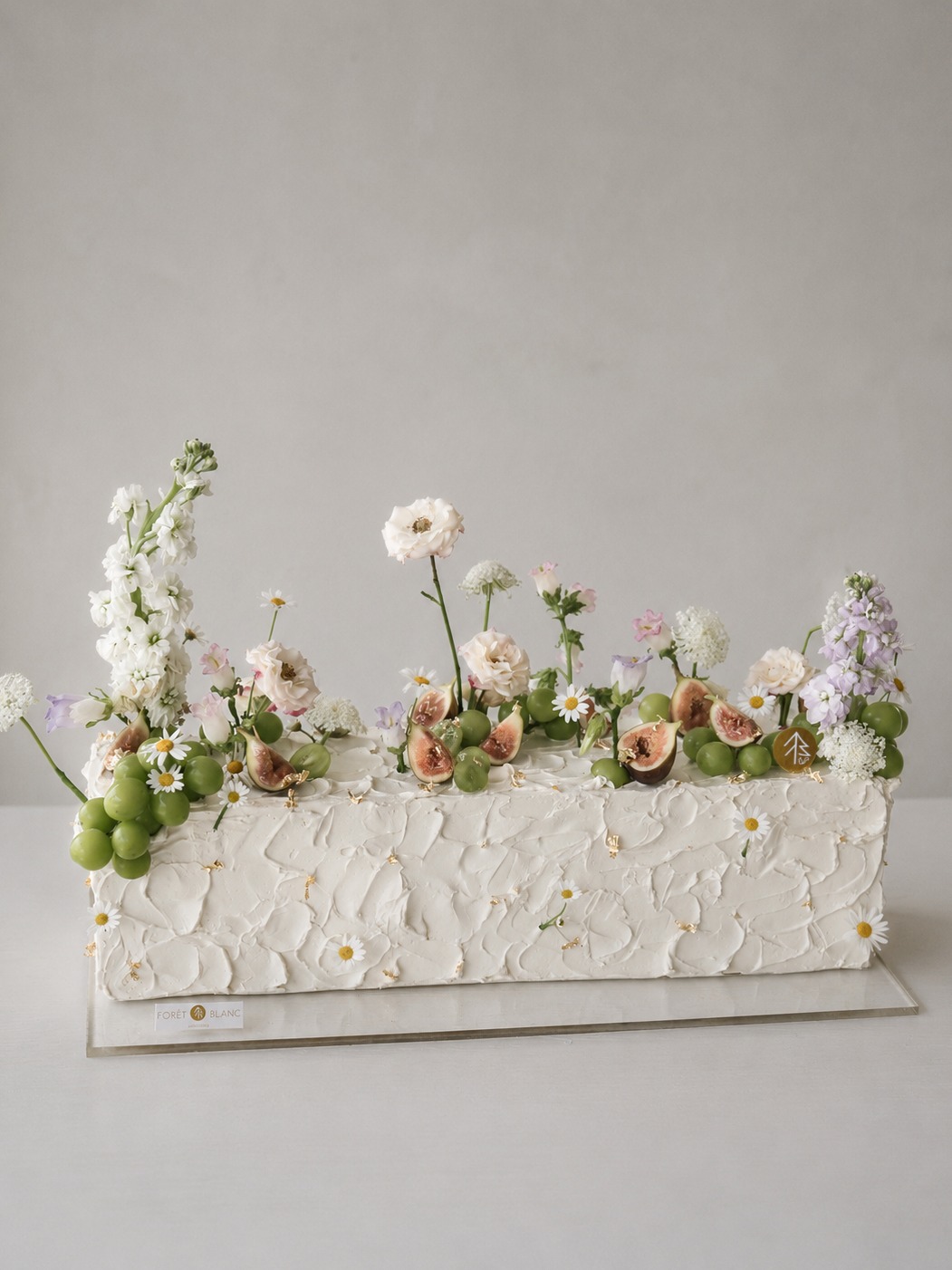 Rectangle Table Cake With Flower and Fruits- Wedding Cake