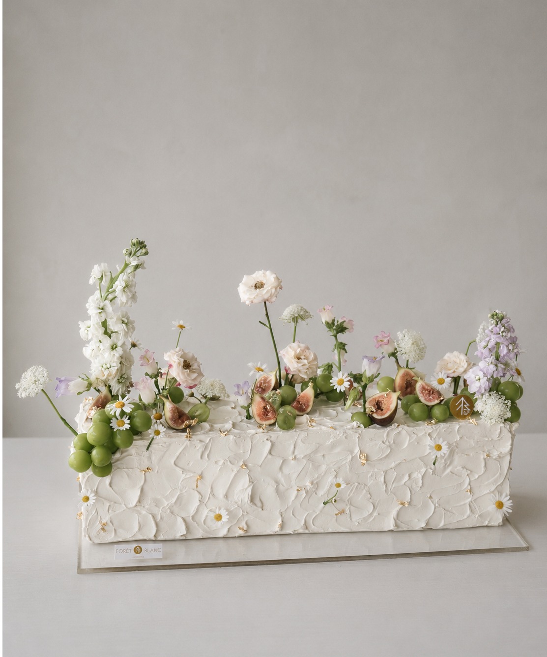 Rectangle Table Cake With Flower and Fruits- Wedding Cake