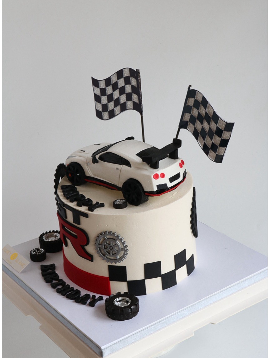 GTR Car Cake With Fondant Car Figurine