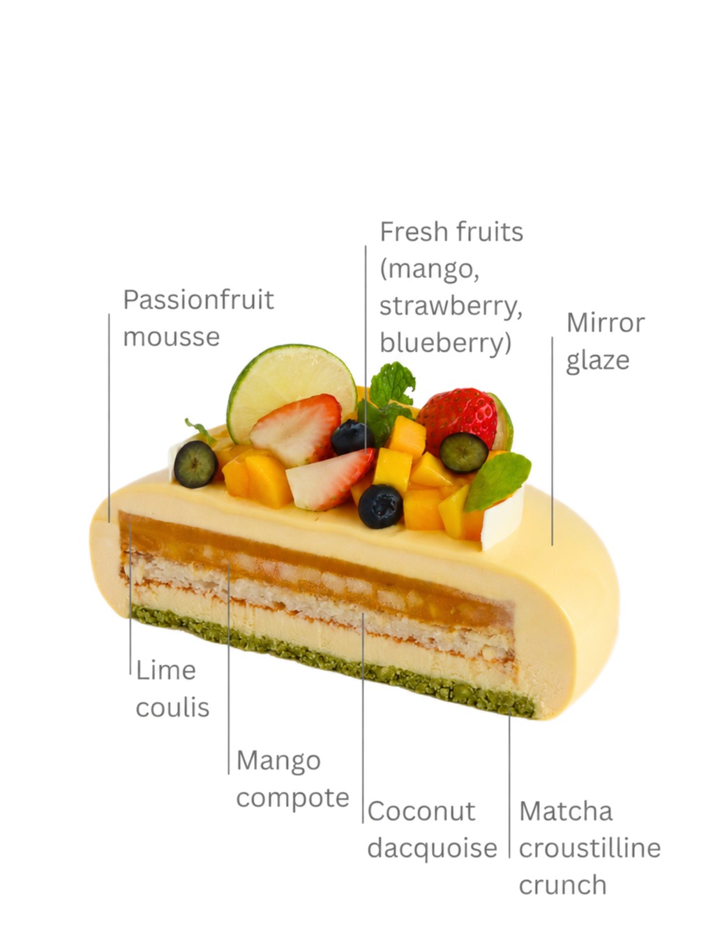 Coco -Mango Passionfruit Coconut Entremet Cake