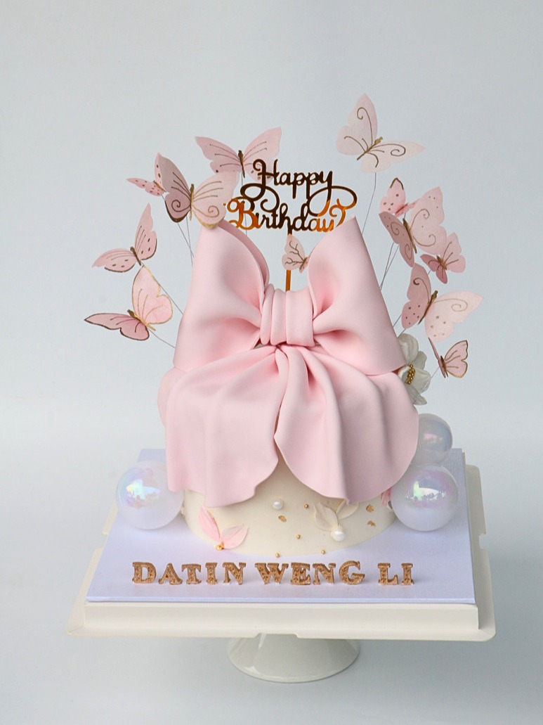 Blush Butterfly Bow Cake