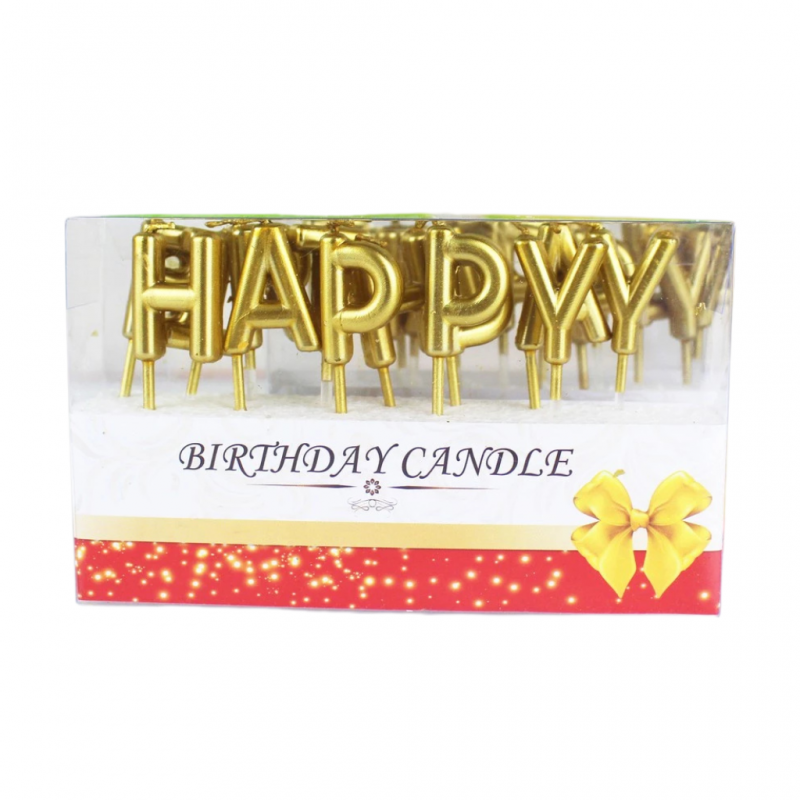 Happy Birthday Letter Candle （Gold)