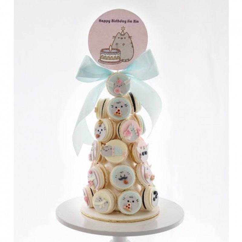 Pusheen Cat Macaron Tower