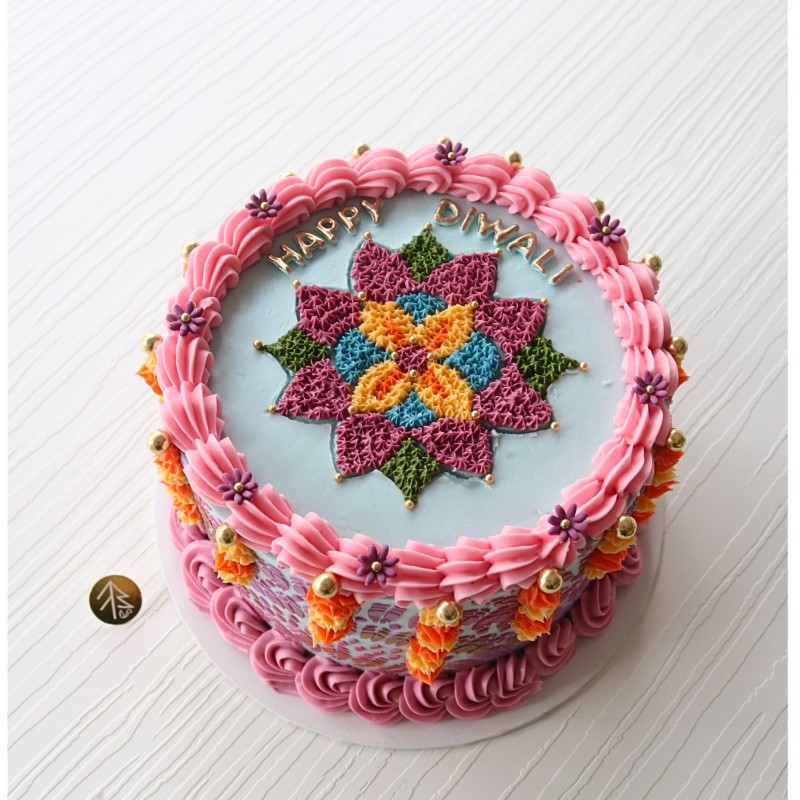 Handmade Deepavali Rangoli Cake | Festive Italian Buttercream Decor