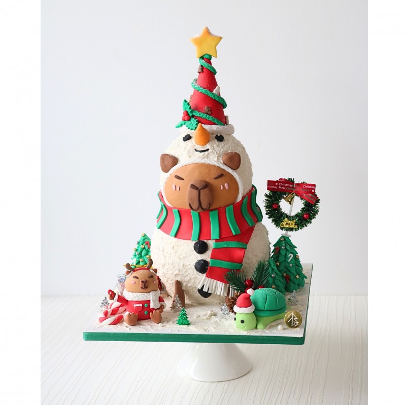 Capybara Christmas Cake