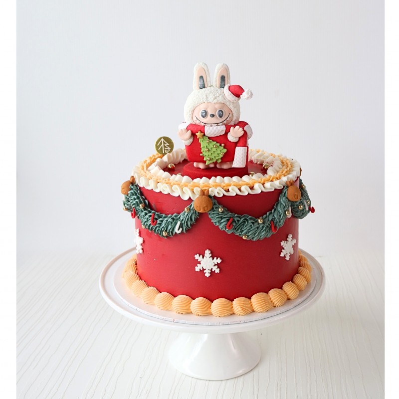 White Labubu Christmas Cake