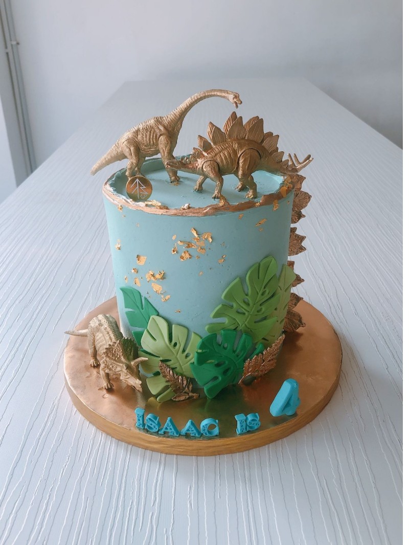 Golden Dinosaur Cake