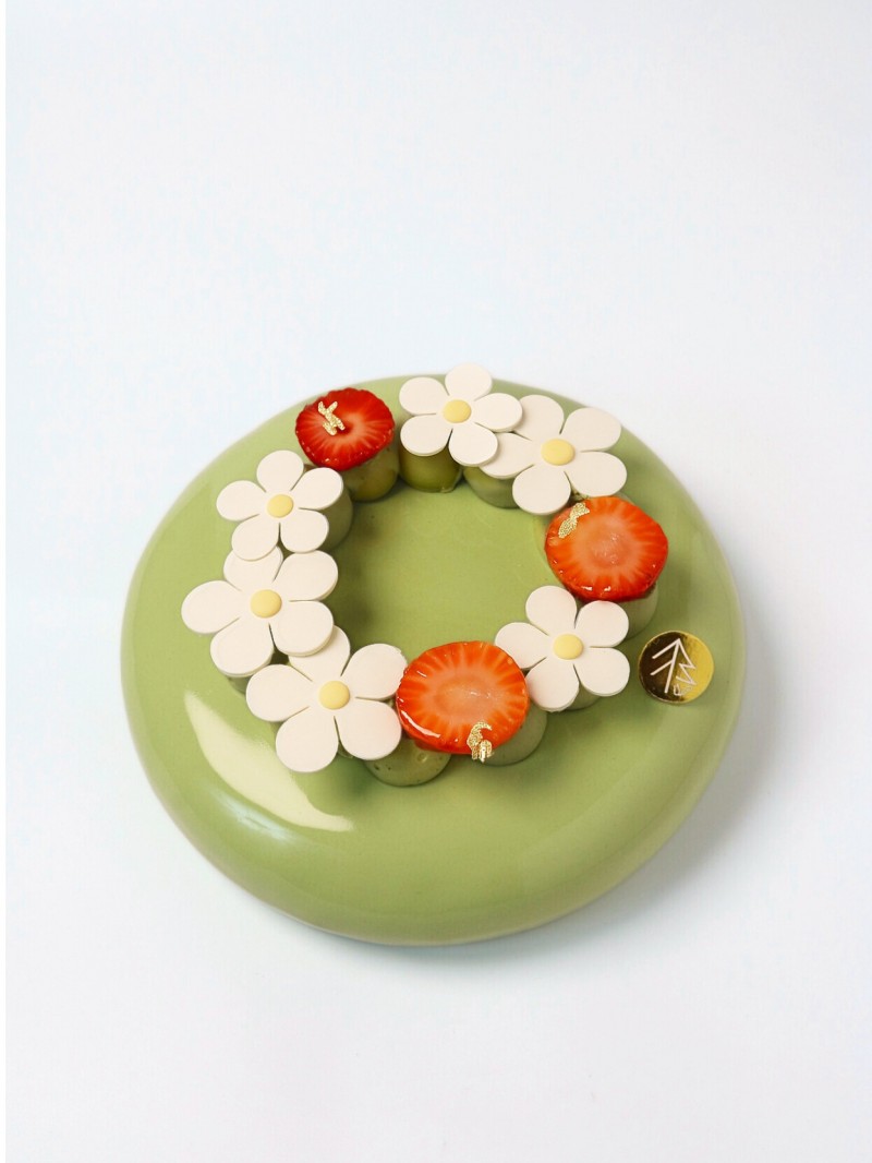 Matcha Strawberry Yuzu Entremet Cake