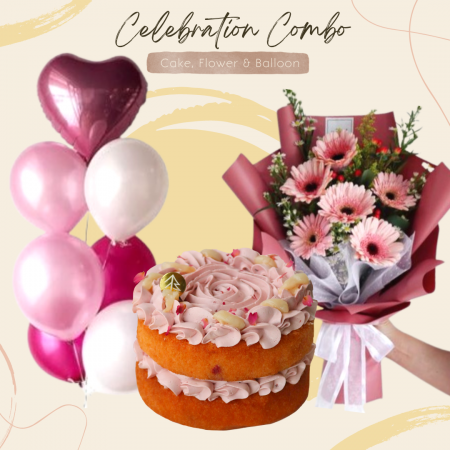 Celebration Bundle (The Sweet Lady)-Cake, Balloon & Flower