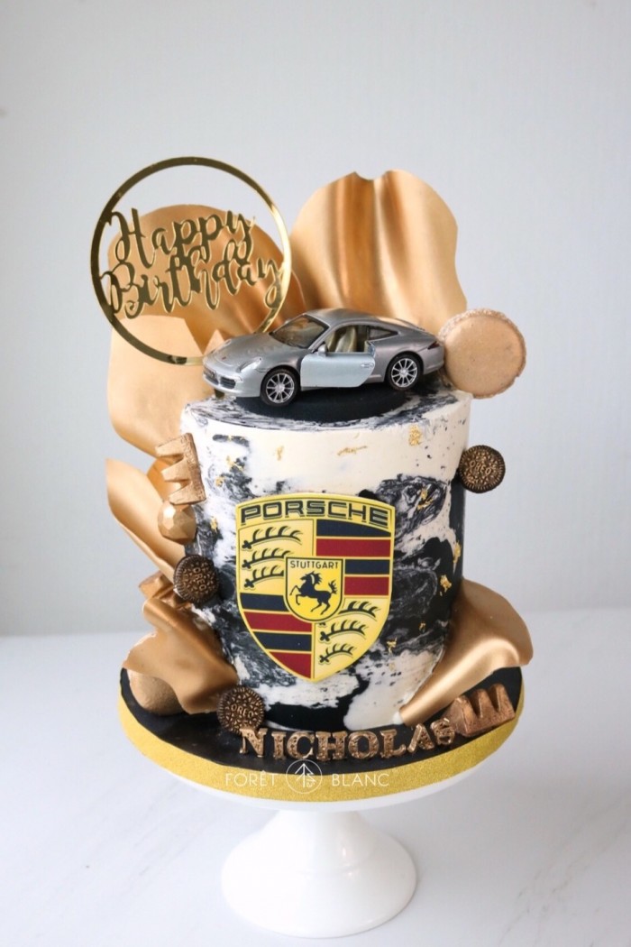 Porsche Marble Buttercream Cake