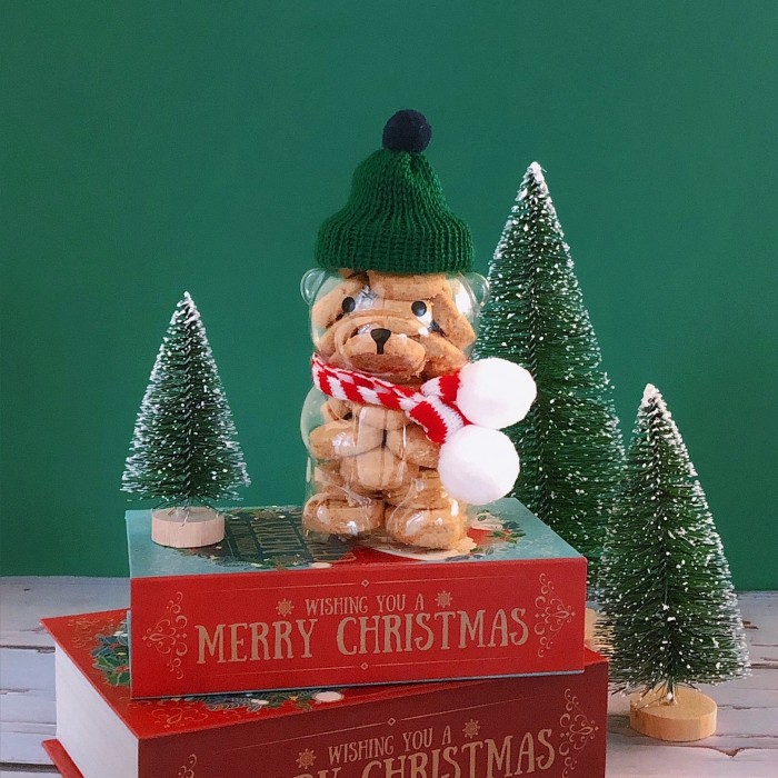 Christmas Teddy Bear Butter Cookie Jar