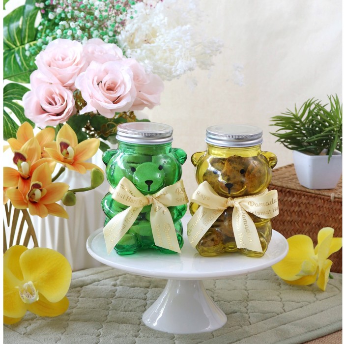 Teddy Bear Hari Raya Cookie (Set of 2 Glass Jar Bottle Cookie)