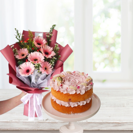 Cake & Gebera Daisy Bouquet